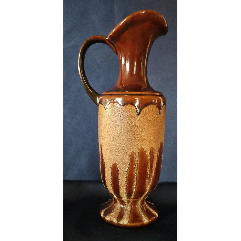 Vintage Royal Haeger Pottery Brown Lava Drip Pitcher 12